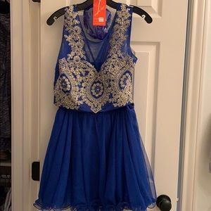 Blue 2 Piece Hoco Dress